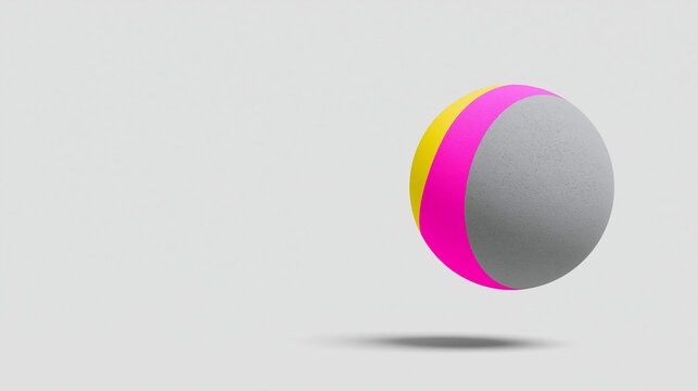 Floating colorful sphere with shadow on light background