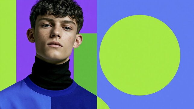 Man portrait with bold geometric background