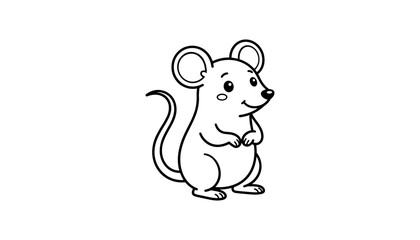 Fototapeta premium Cute Little Mouse Coloring Page Worksheet for Kids Featuring a Friendly Cartoon Baby Rat Outline Character for School Activities and Nursery Education