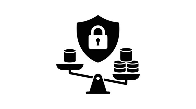 Vector illustration of data balancing and security icon on a transparent background