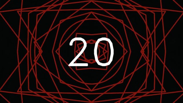 Abstract geometric pattern with number twenty on dark background