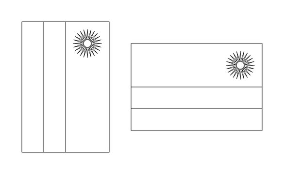 vertical and horizontal rwanda flag outline. vector illustration