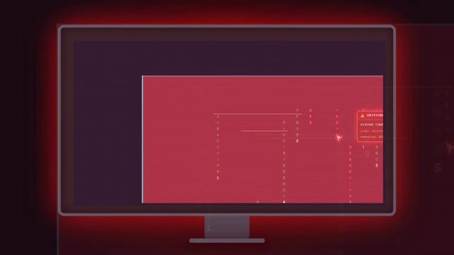 Computer monitor displaying red critical error alerts and fatal exception warnings on a dark screen
