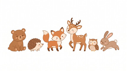 Naklejka premium cute vector animals reindeer and deer