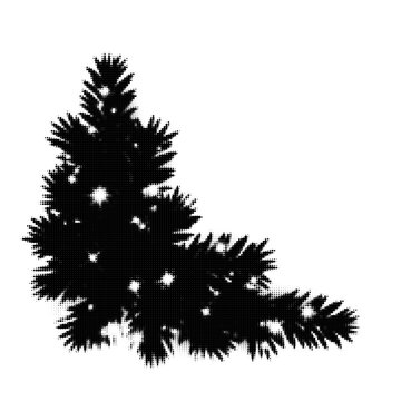 Black silhouette of pine tree branches with needles illustration