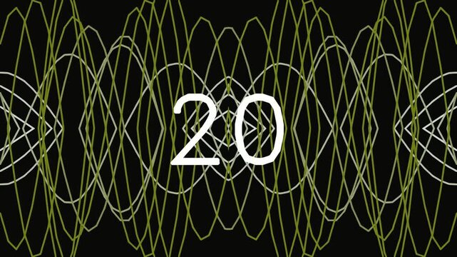 Abstract digital waveform pattern with number twenty in center