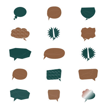 Set of colorful speech and thought bubble icons with plants isolated on transparent background, illustration