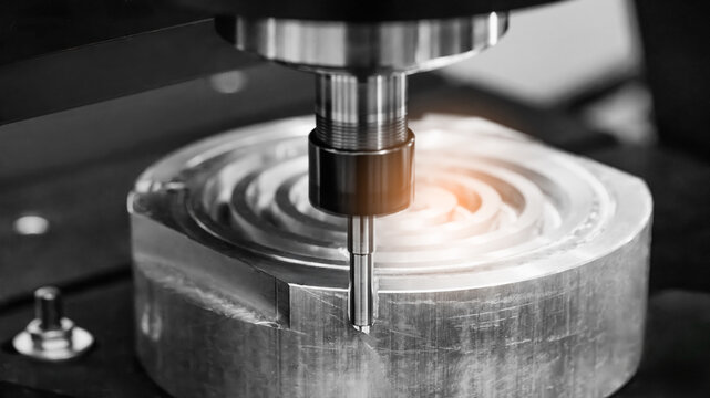 Modern programmable metalworking CNC multifunctional milling drilling grinding tool automatic machine, tech industrial technology background
