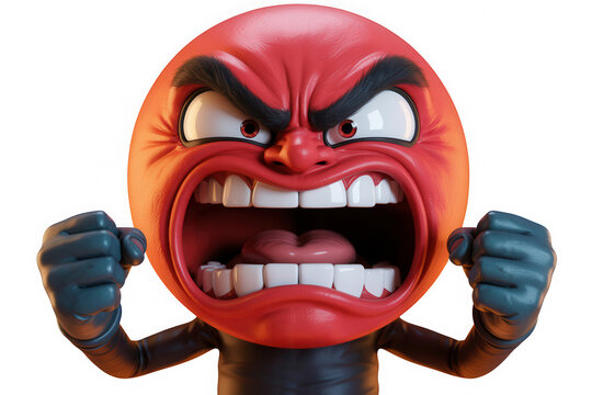 Explosion of fury cartoon character furious expression fists clenched cartoonish art