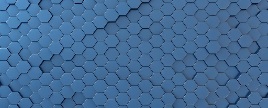 Abstract Blue Hexagon Pattern Background Texture