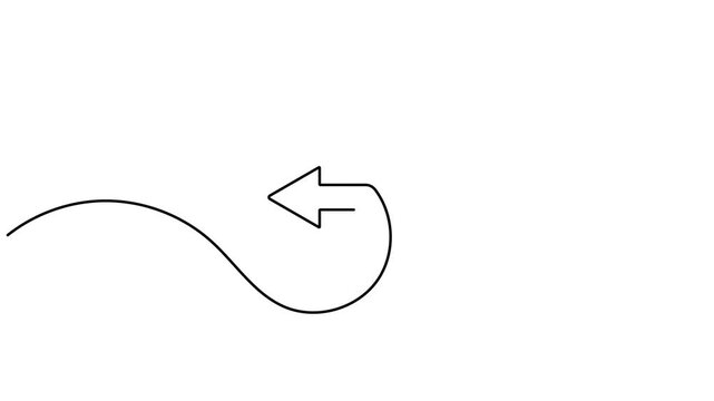 Animated left arrow inside chat speech bubble icon sign motion continuous one line drawing moving on white background minimalist direction of communication and technology information symbol animation