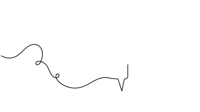 Animated left arrow inside chat speech bubble icon sign motion continuous one line drawing moving on white background minimalist direction of communication and technology information symbol animation