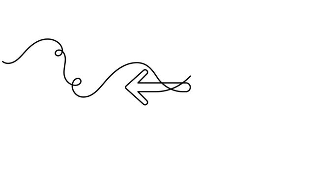 Animated left arrow inside chat speech bubble icon sign motion continuous one line drawing moving on white background minimalist direction of communication and technology information symbol animation