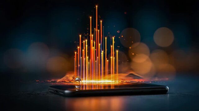 Mobile Banking Visualization On Smartphone Silhouette