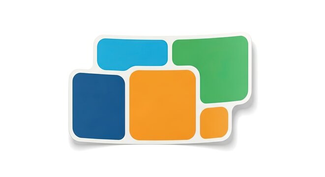 Colorful Abstract Sticker Collage with Rounded Rectangles on White Background - Perfect for Design Elements and Graphics