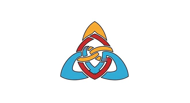 Colorful Celtic Triquetra Knot Symbol - Abstract Geometric Design on White Background