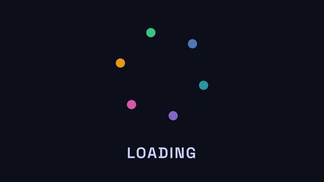 Three colorful circular loading progress indicators displayed against minimalist dark background for digital interface design with animations