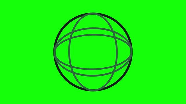 Minimalist line art sketching process creating abstract geometric sphere shape on bright green background with progressive drawing geometric