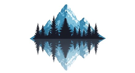 Obraz premium Serene Mountain Reflection with Pine Trees and Water