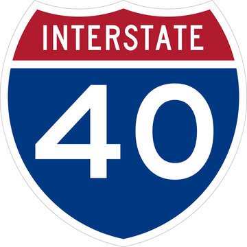 Interstate 40 Road Sign Shield Isolated on Transparent Background