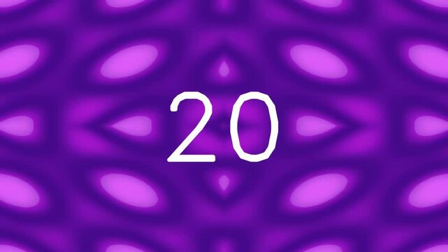 Abstract purple pattern with number twenty in white text