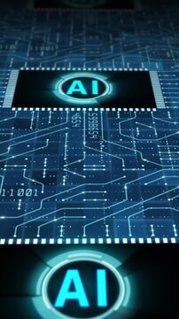 AI  processor chip circuit board digital technology with 3D sutil mov 1080x1020 Social ready