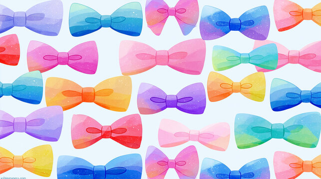 Colorful bow ties in various shades, creating a cheerful and vibrant pattern.