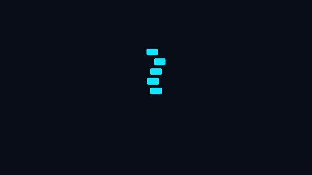 Minimalist blue loading animation loop with floating rectangles on dark 4k background