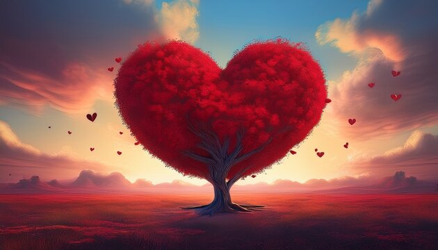 red heart shaped tree