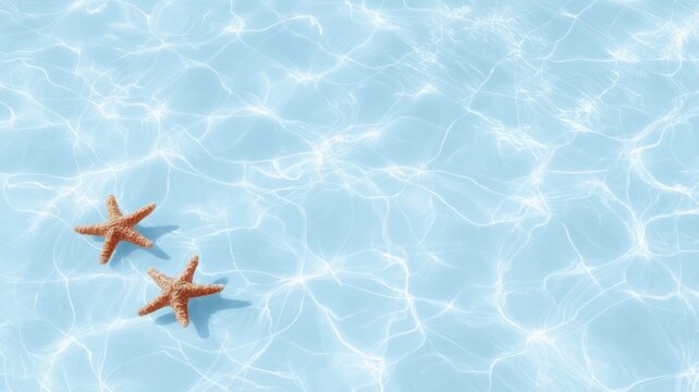Starfish duo in clear ocean water. Artificial intelligence image