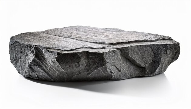 rough grey stone pedestal isolated on white background flat rock podium for product display isolated on white background