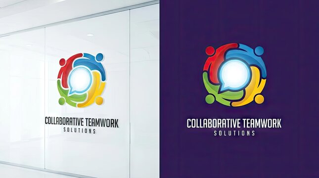 Collaborative teamwork logo design for business solutions.