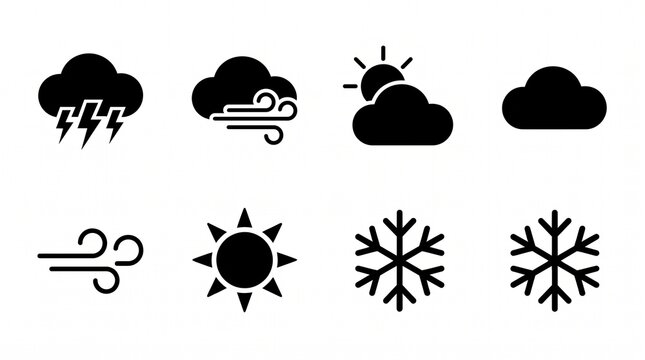 Set of weather forecast icons for climate and meteorology with meteorology