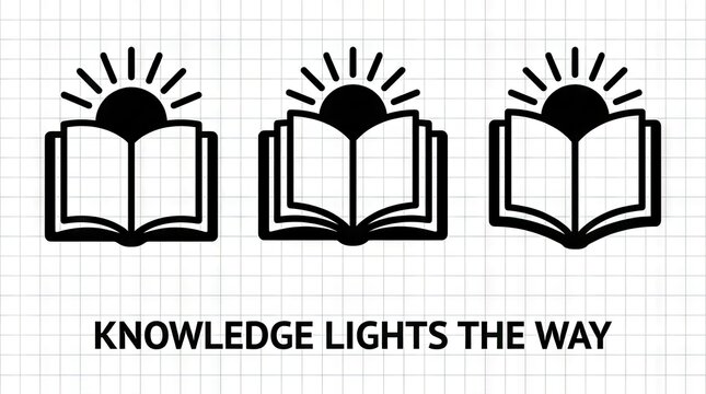 Education logo featuring open book and rising sun.
