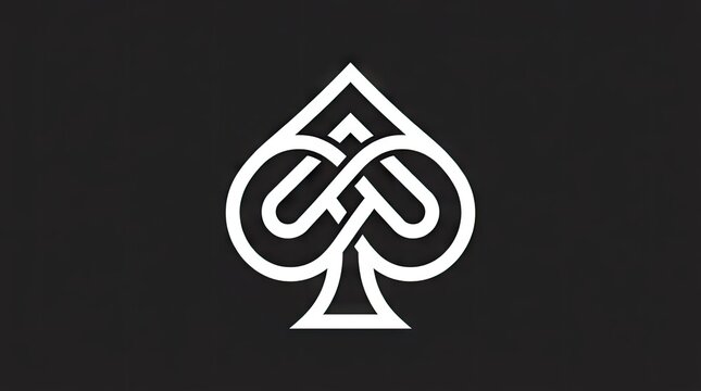 Minimalist spade logo with infinity knot design.
