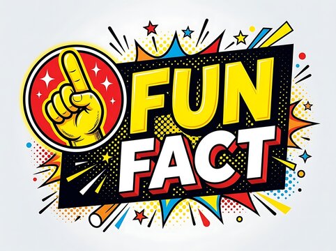 Fun fact graphic with hand pointing to bold colorful retro pop art explosion design for education and engagement