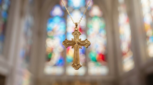 A sacred gold cross pendant representing spiritual belief and divine grace.