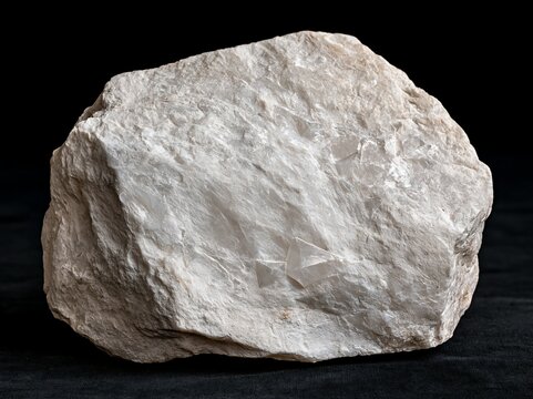 Natural Gypsum Stone with Textured Surface on Dark Background