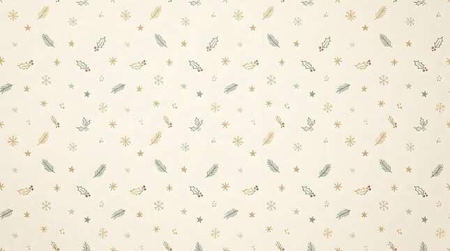 Happy holidays seamless pattern festive winter botanical design with holly snowflakes and branches