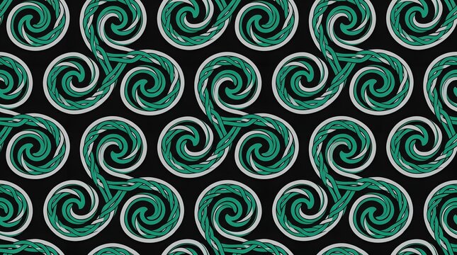 Celtic triskelion pattern background emerald green triple spiral triskele knot gaelic banner mockup