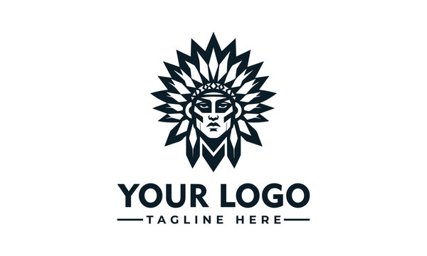 Native American Tribal Chief Head Mascot Logo Design