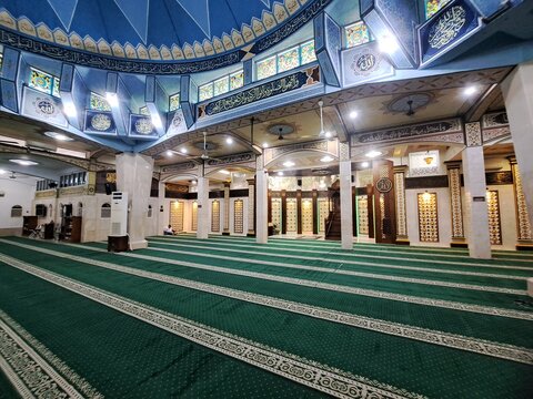 Quiet Interior of Al Jihad Mosque Medan After Dhuhr Congregational Prayer.