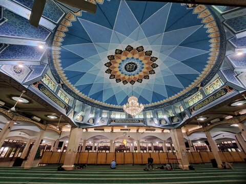 Interior View of Al Jihad Mosque Dome and Prayer Hall in Medan Indonesia