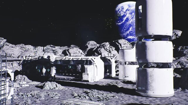 rover depot with charging docks and maintenance bays, tool carts and diagnostic modules arranged on dusty platform, support vehicles staged for sortie