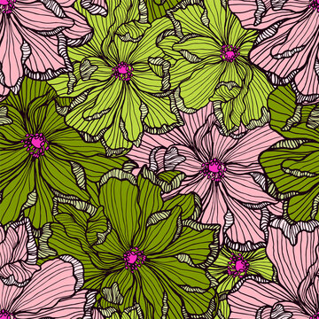 Elegant primrose silhouettes for feminine surface design. Perfect print for feminine fashion and textile.