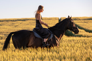 Beautiful woman wtih horse in coutriside © muro