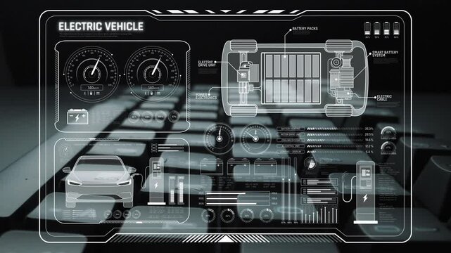 Smart interface showing electric vehicle performance, battery system, power control, charging status, and integration with renewable and grid-based energy sources Marrow