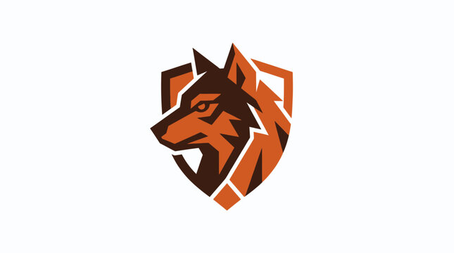 Geometric wolf head mascot inside shield crest logo.
