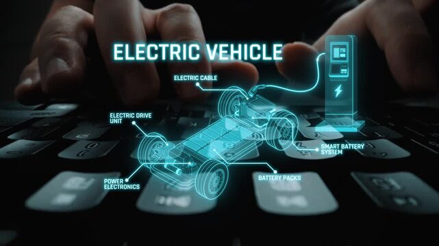 Structure of electric car showing battery system, traction motor, control units, and charging station for understanding EV functionality and energy flow Marrow