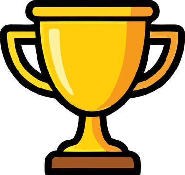 A simple flat vector illustration of a golden trophy cup isolated on a plain black background